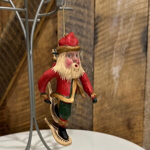RARE 1994 Roman Bill Jauquet "Santa on Snow Shoes" Ornament